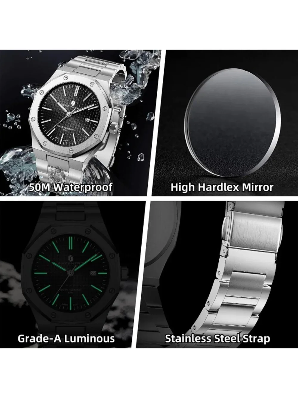 Stylish Waterproof Stainless Steel Quartz Watch for Men - Date Clock & Business